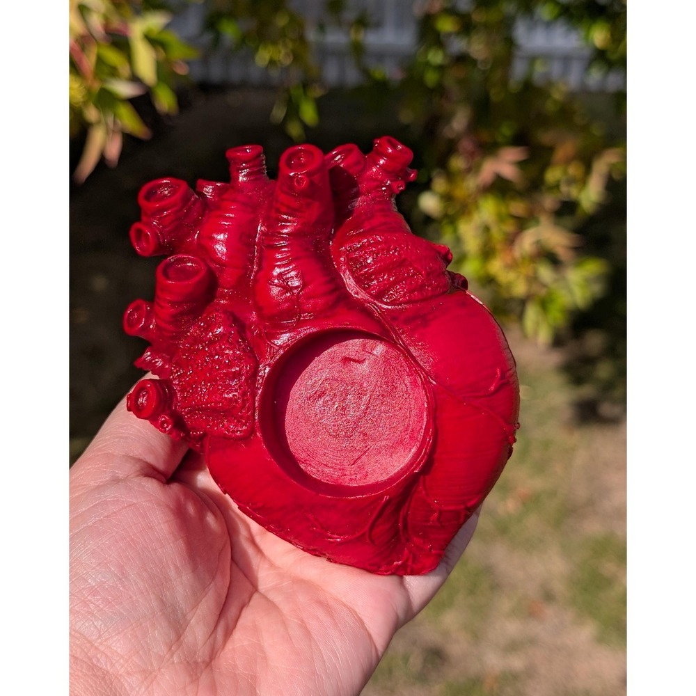 Red Anatomical Heart Sphere Holder | Gothic Tea Candle Holder